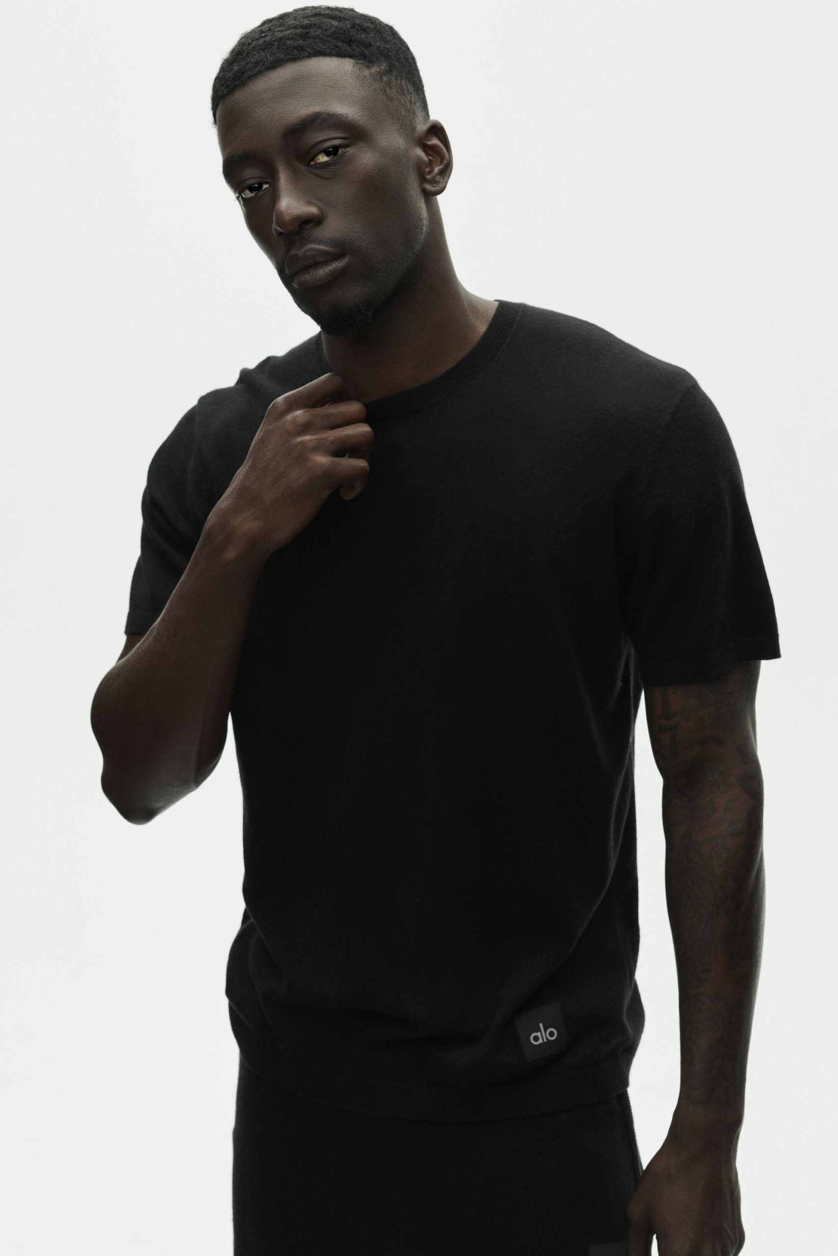 Cotton Cashmere Ever Soft Short Sleeve Crew - Black - Image 3