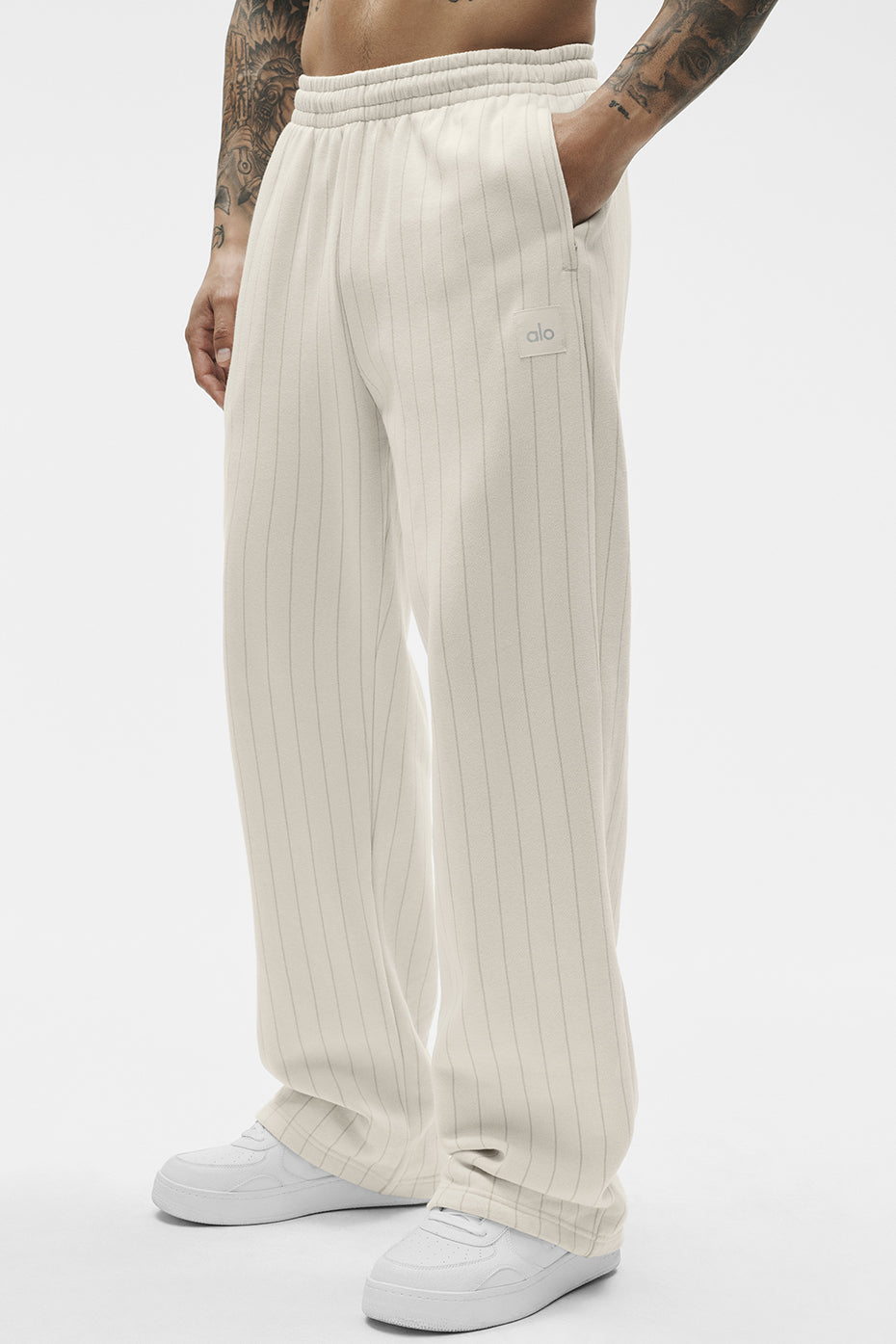 Pinstripe Straight Leg Sweatpant - Bone Pinstripe - Image 3