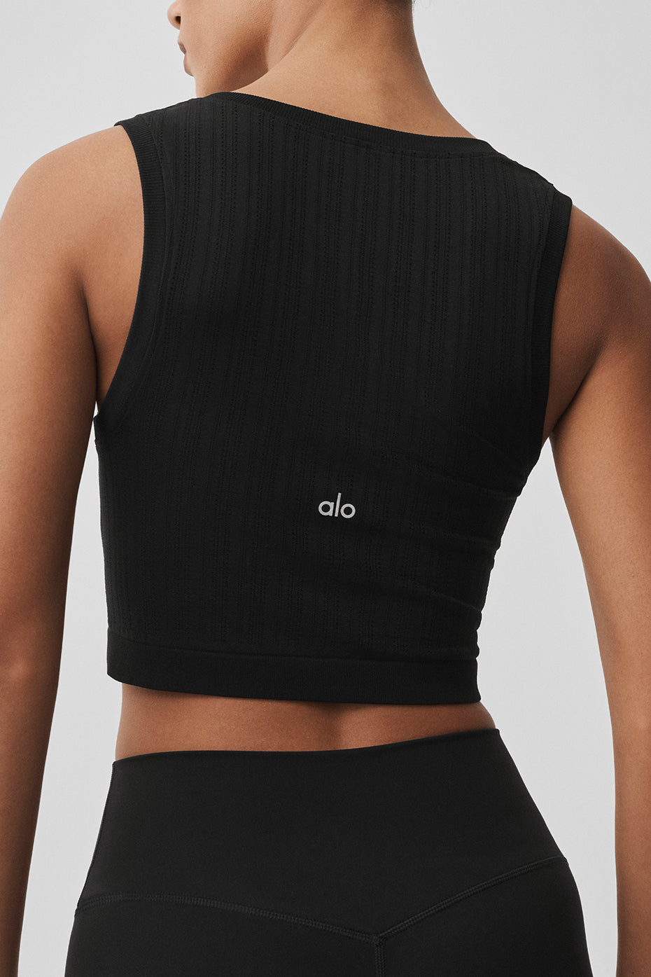 Seamless Pointelle Tank - Black - Image 5