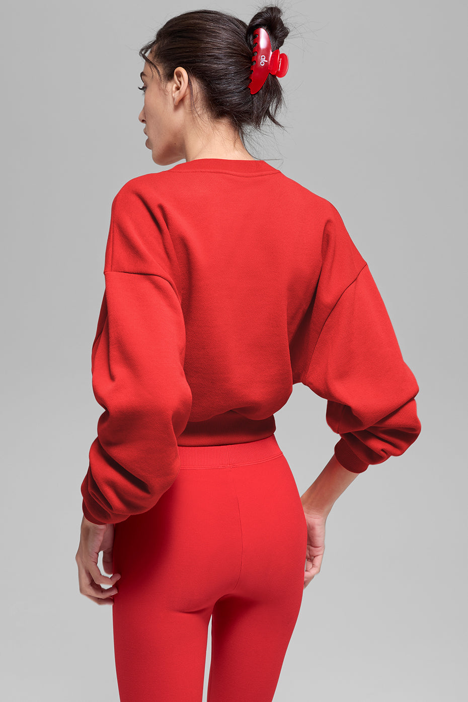 Cropped Accolade Crewneck - Bright Red - Image 2
