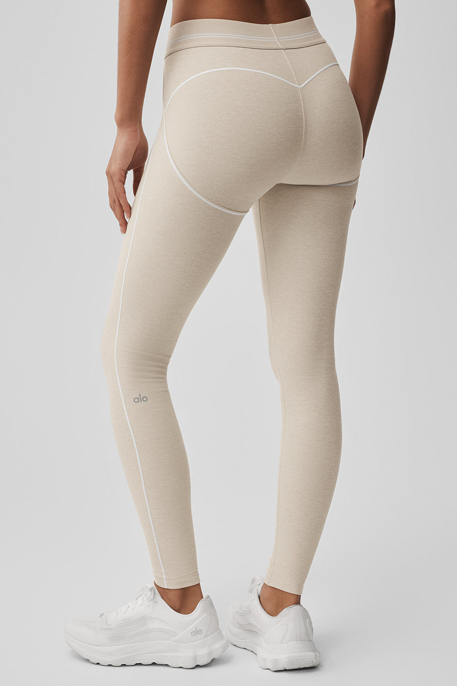 Alosoft High-Waist Heart Throb Legging - Oatmeal Heather/White - Image 2